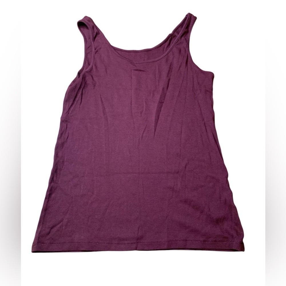 A New Day Burgundy Ribbed Tank Top | Soft Cotton Modal Blend | Size Large